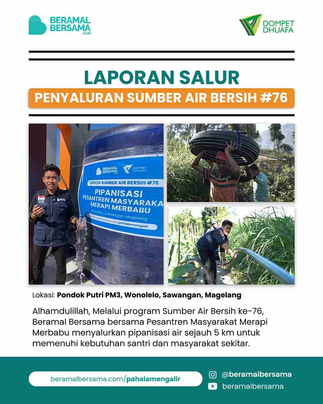 Penyaluran Sumber Air Bersih #76 - Alirkan Pahala Pipanisasi 5 Km Pesantren Masyarakat Merapi Merbabu