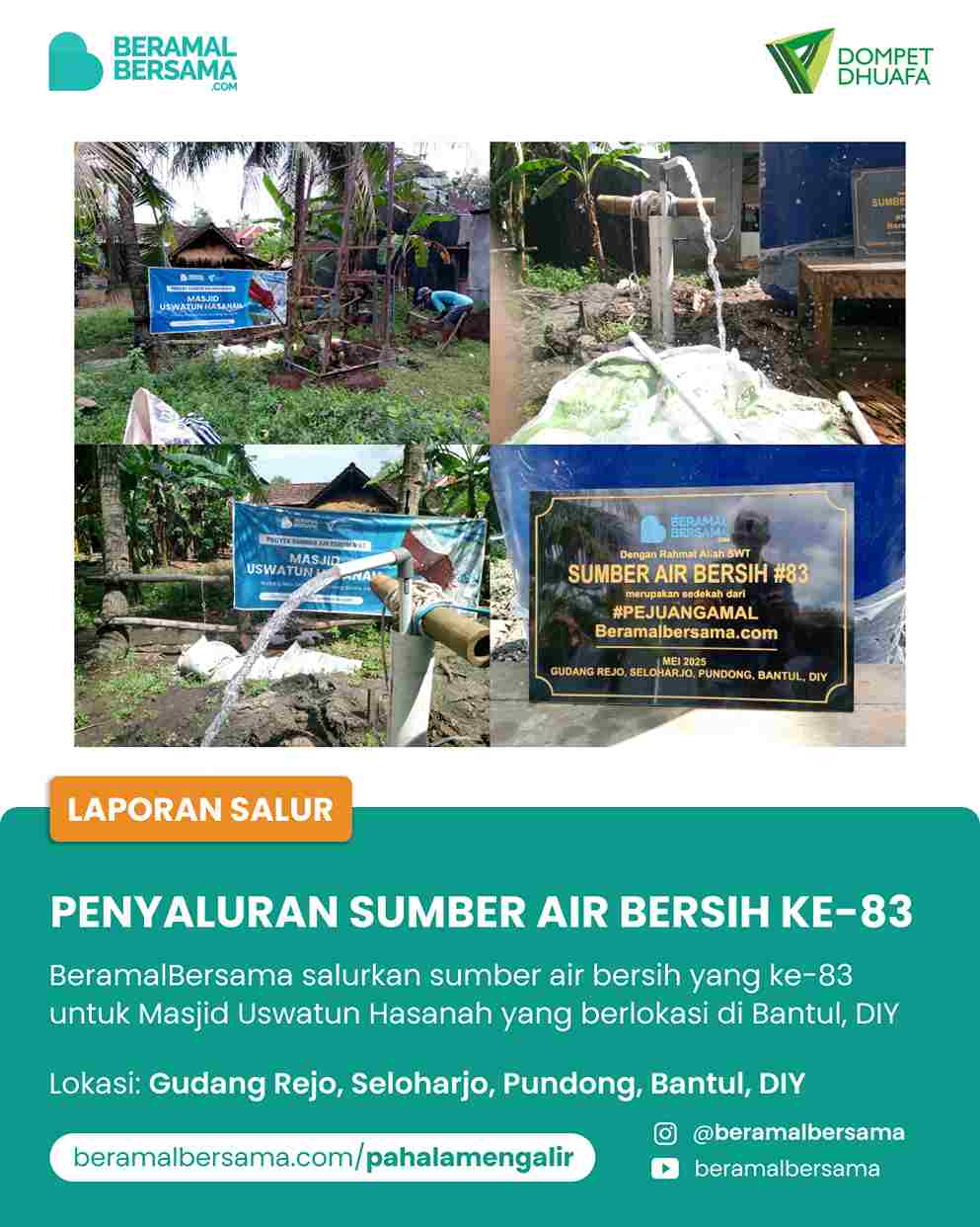 Penyaluran Sumber Air Bersih #83 Masjid Uswatun Hasanah