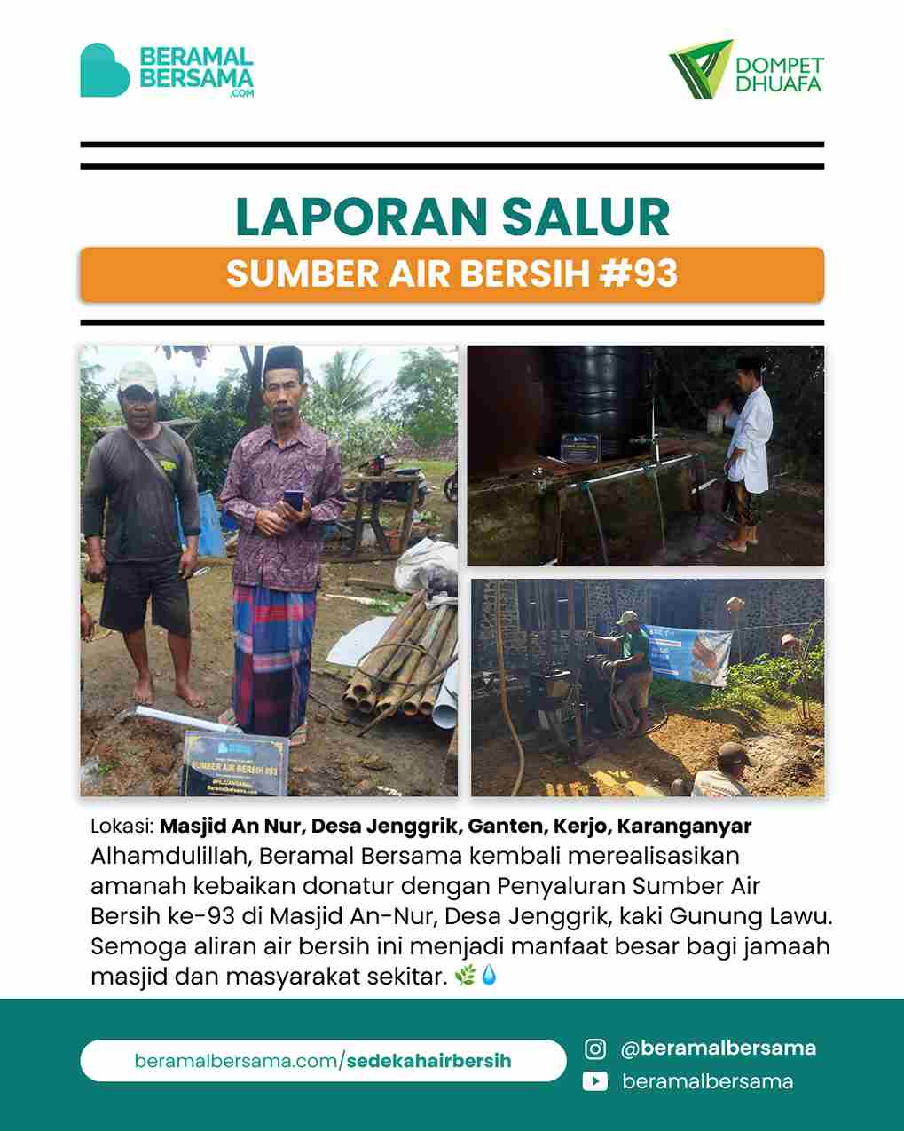 Penyaluran Sumber Air Bersih #93 Masjid An-Nur: Hidupkan Ibadah di Kaki Gunung Lawu