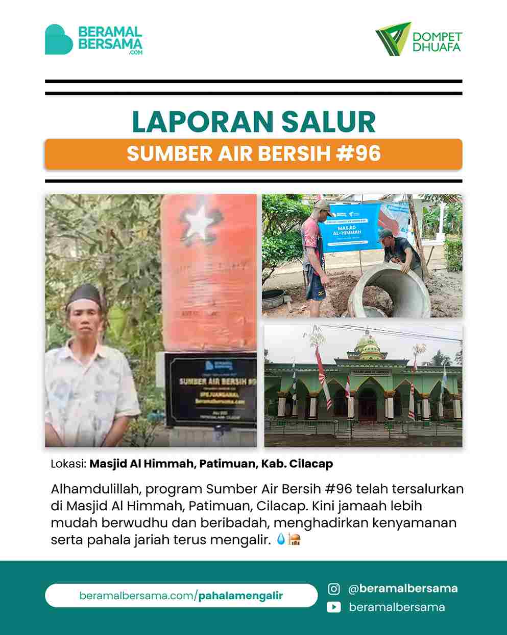 Penyaluran Sumber Air Bersih #96 Masjid Al Himmah, Patimuan, Cilacap