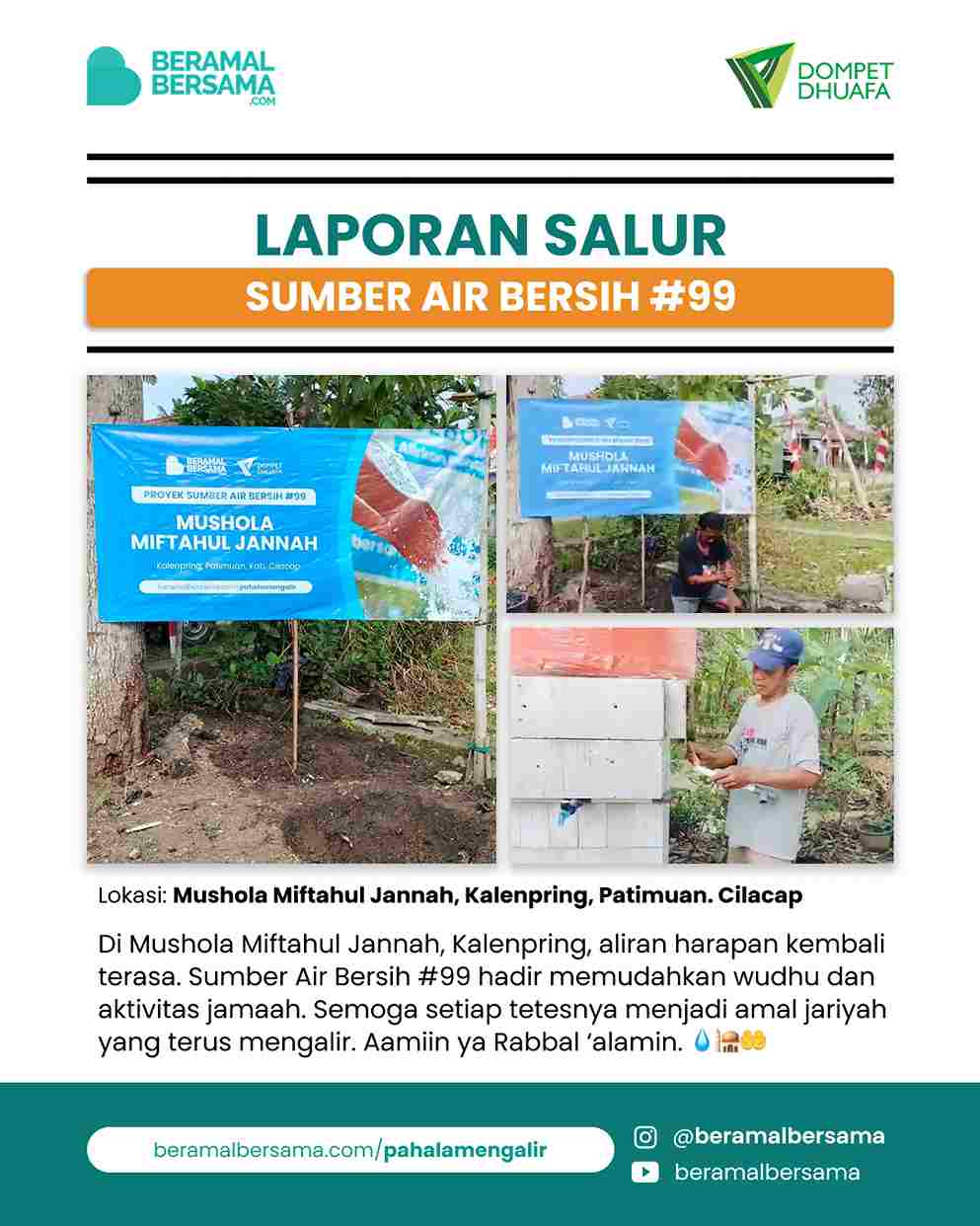Penyaluran Sumber Air Bersih #99 Mushola Miftahul Jannah