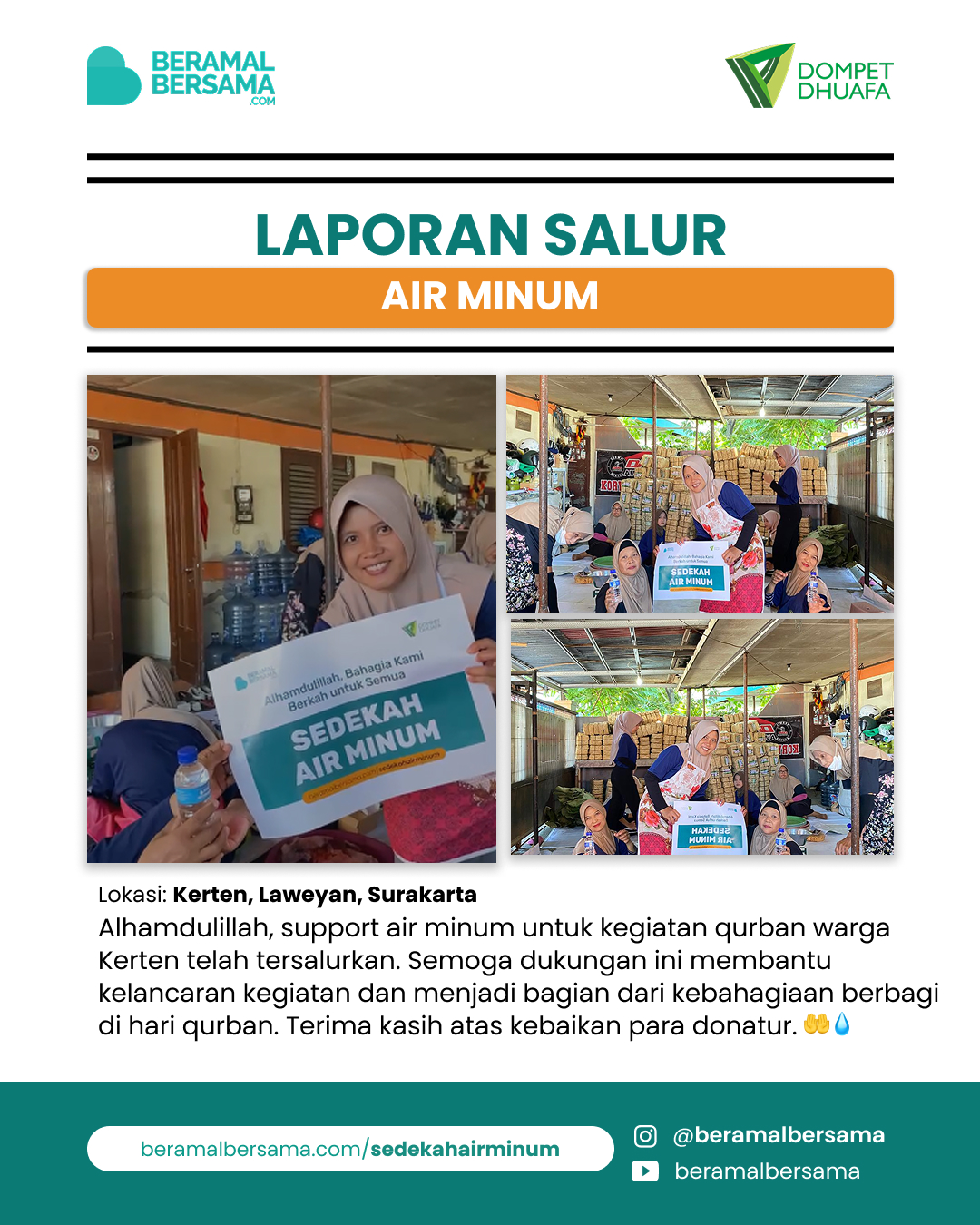 Penyaluran Support Air Mineral Kegiatan Qurban Warga Kerten