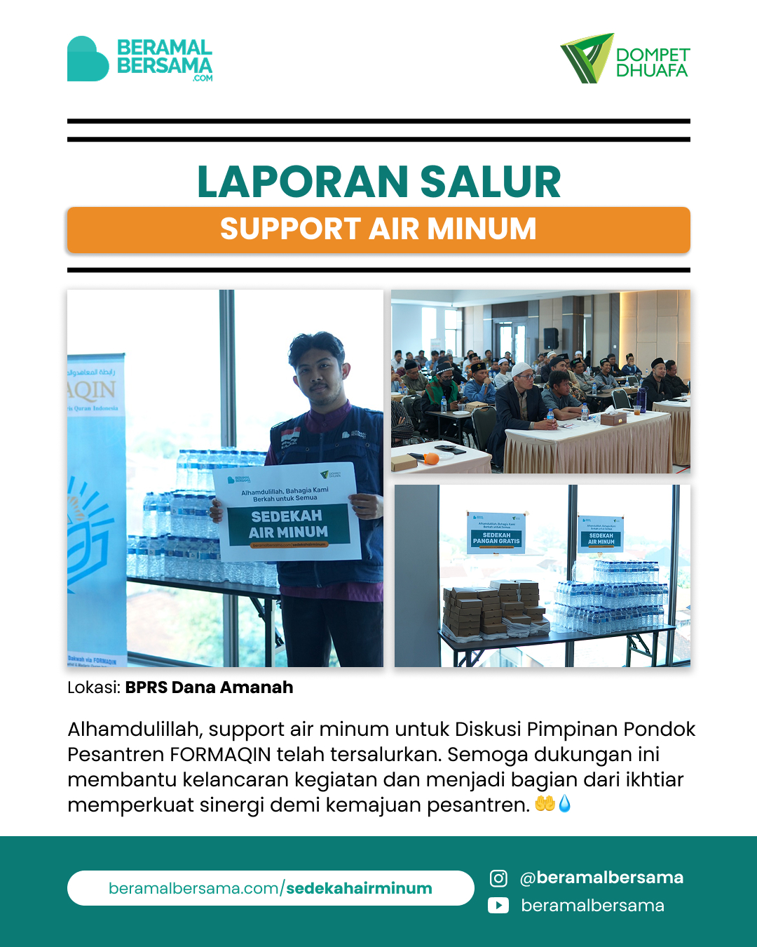 Penyaluran Support Air Minum Diskusi Pimpinan Pondok Pesantren FORMAQIN