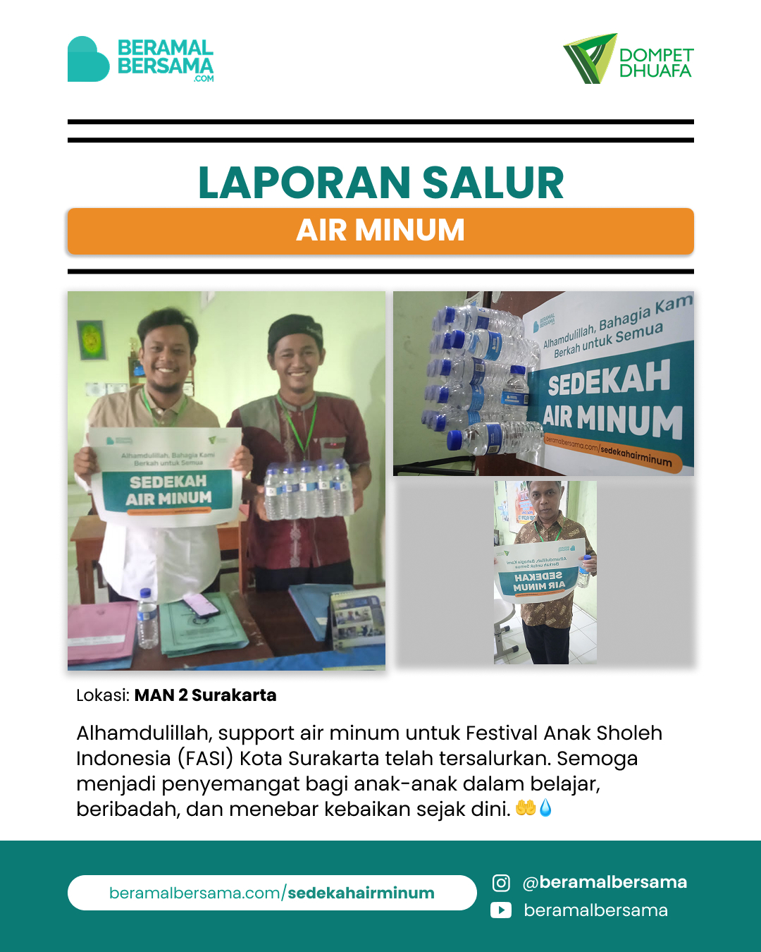 Penyaluran Support Air Minum Festival Anak Sholeh Indonesia (FASI)