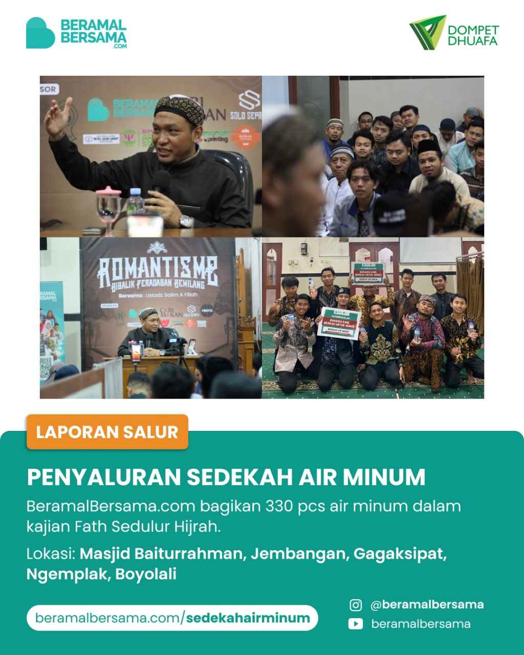 Penyaluran Support Air Minum Tabligh Akbar Ust. Salim A. Fillah