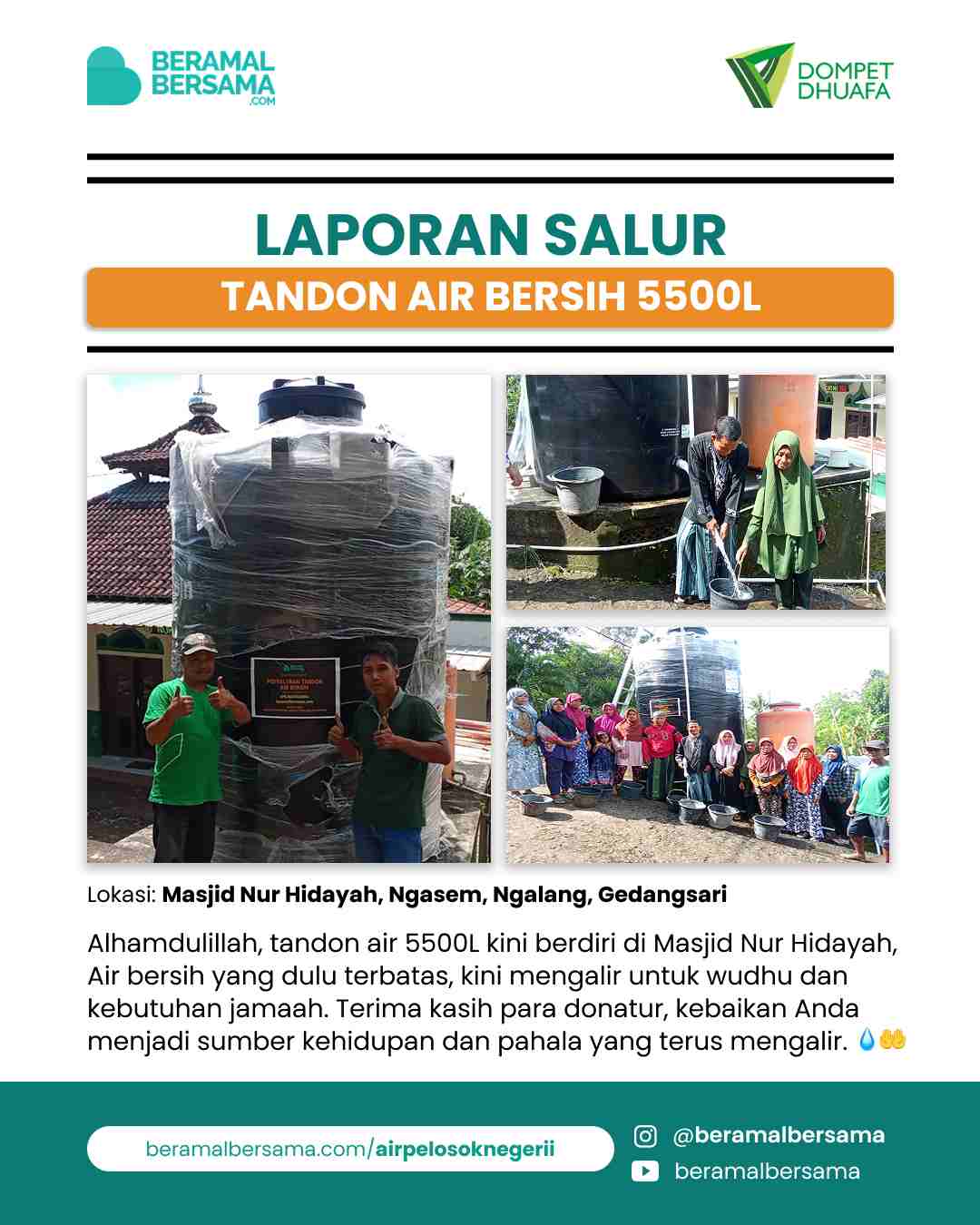 Penyaluran Tandon 5500L Masjid Nur Hidayah