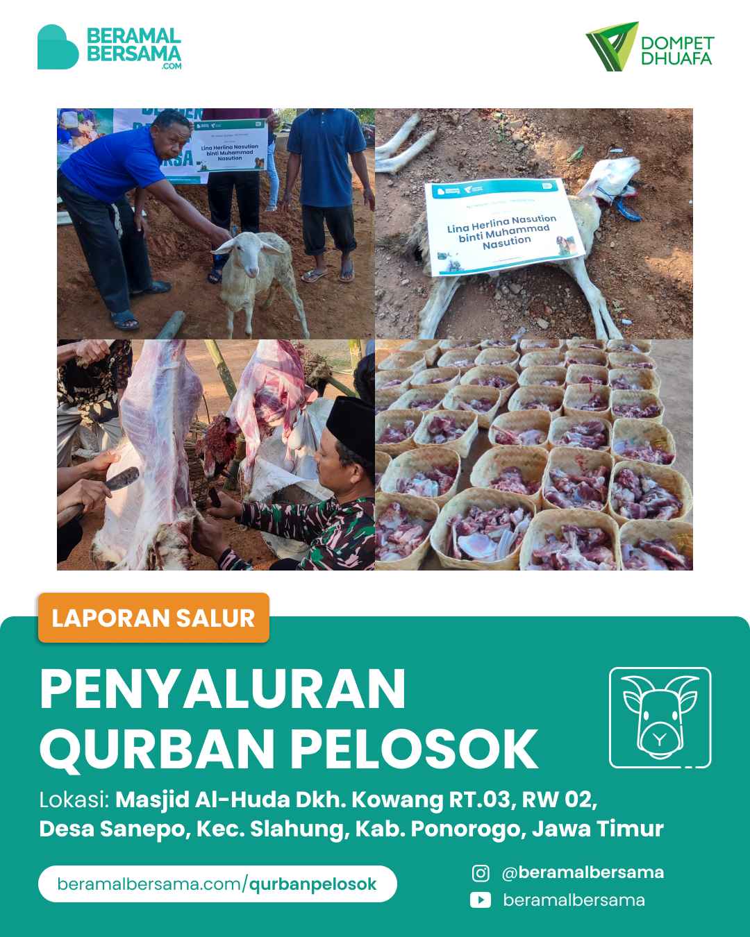 Qurban Pelosok dengan Berbagi Hewan Qurban Untuk Warga Jamaah Masjid Al-Huda 2