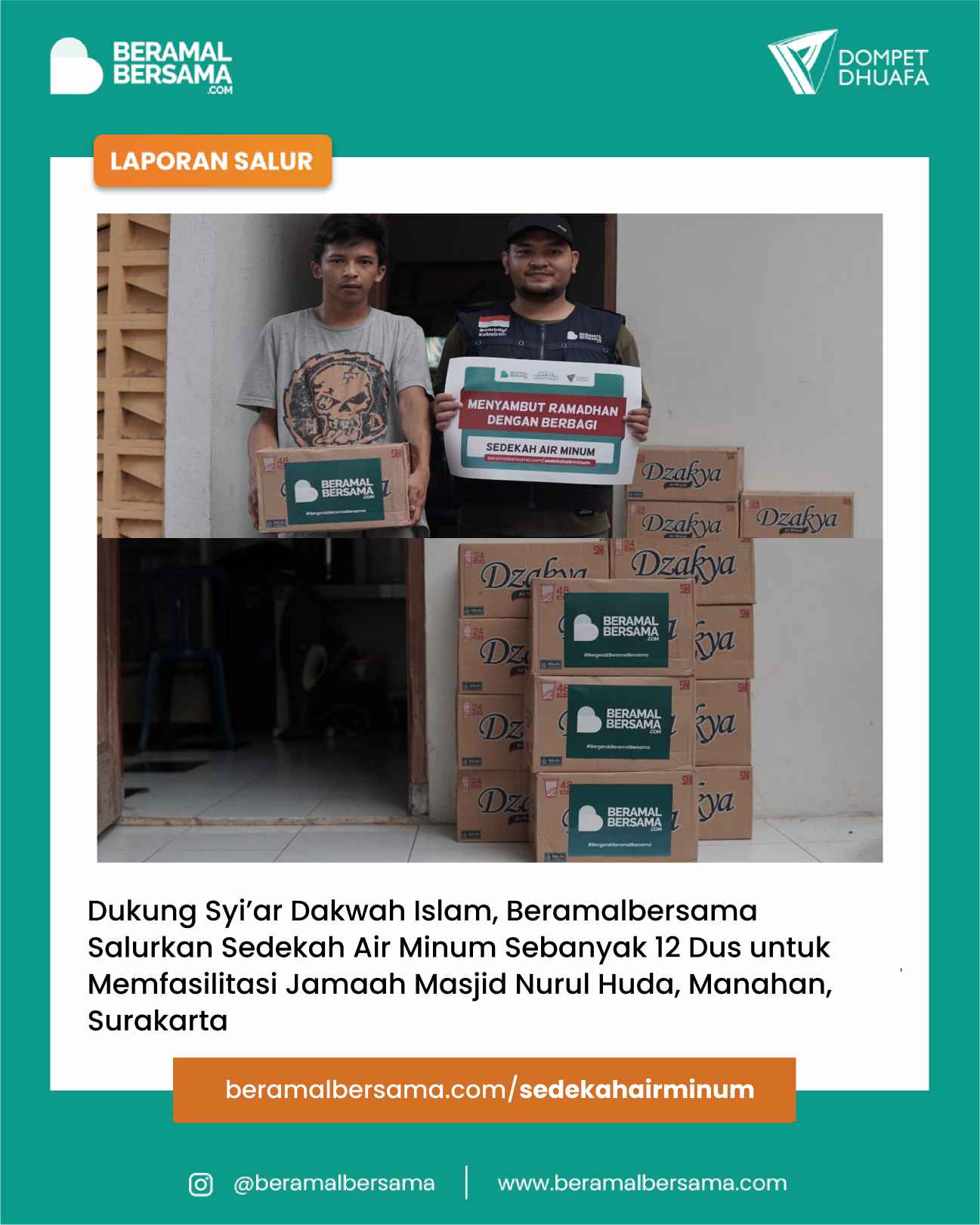 Salur Air Minum Support Kajian Akbar Masjid Nurul Huda Manahan