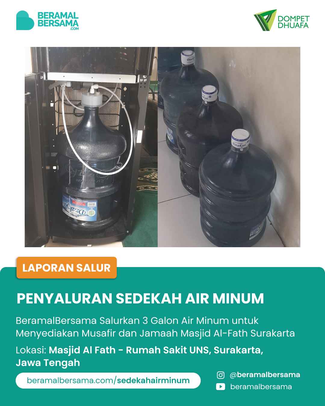 Salur Air Minum Untuk Jamaah Masjid Al-Fath Rumah Sakit UNS