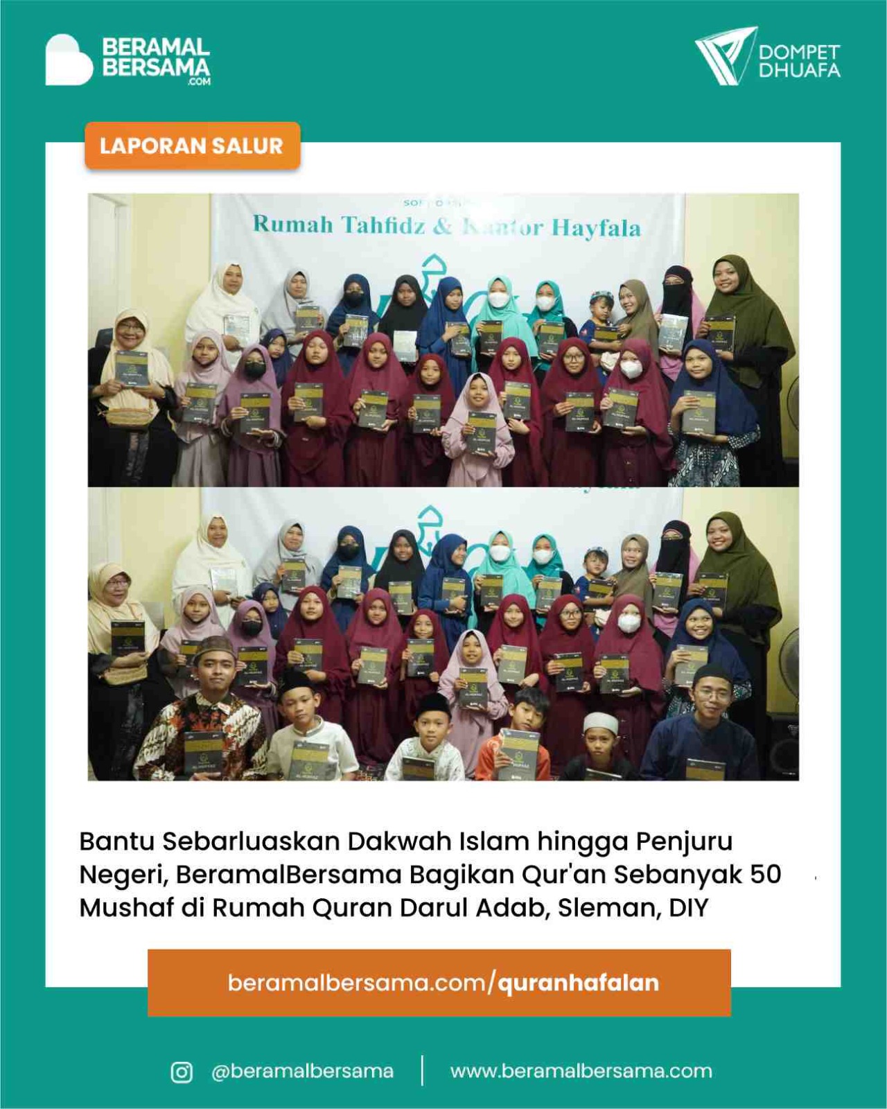 Salur Berbagi Quran Hafalan Untuk Santri Rumah Quran Darul Adab