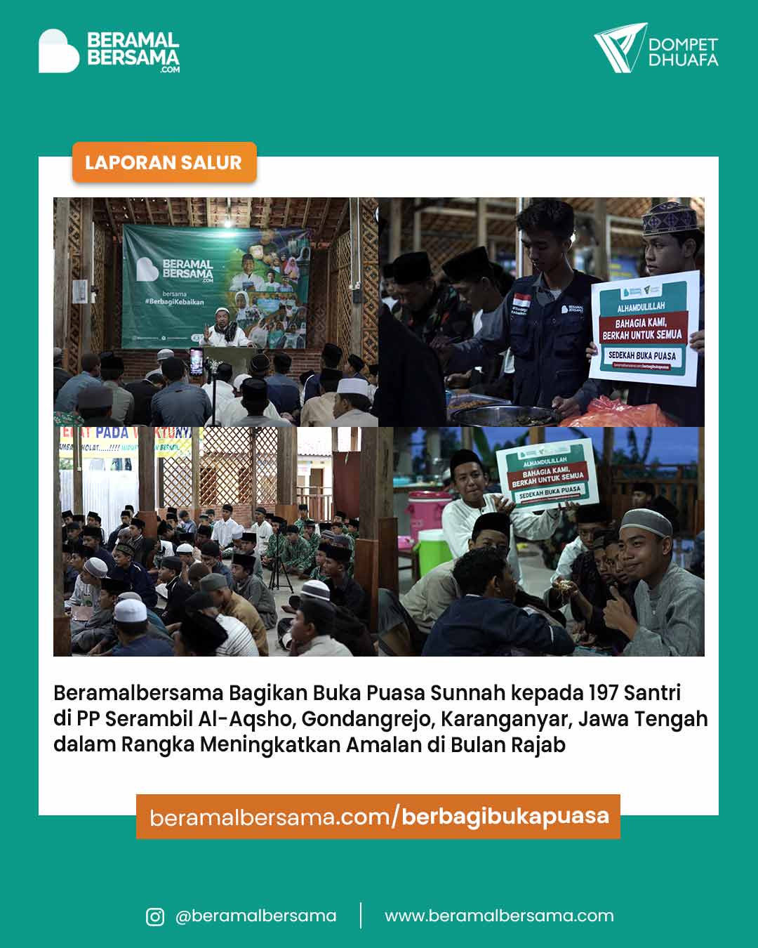 Salur Buka Puasa Sunnah untuk Santri  PP Serambi Al-Aqsho