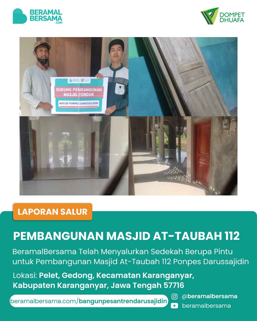 Salur Dukung Pembangunan Ponpes Darussajidin Karanganyar