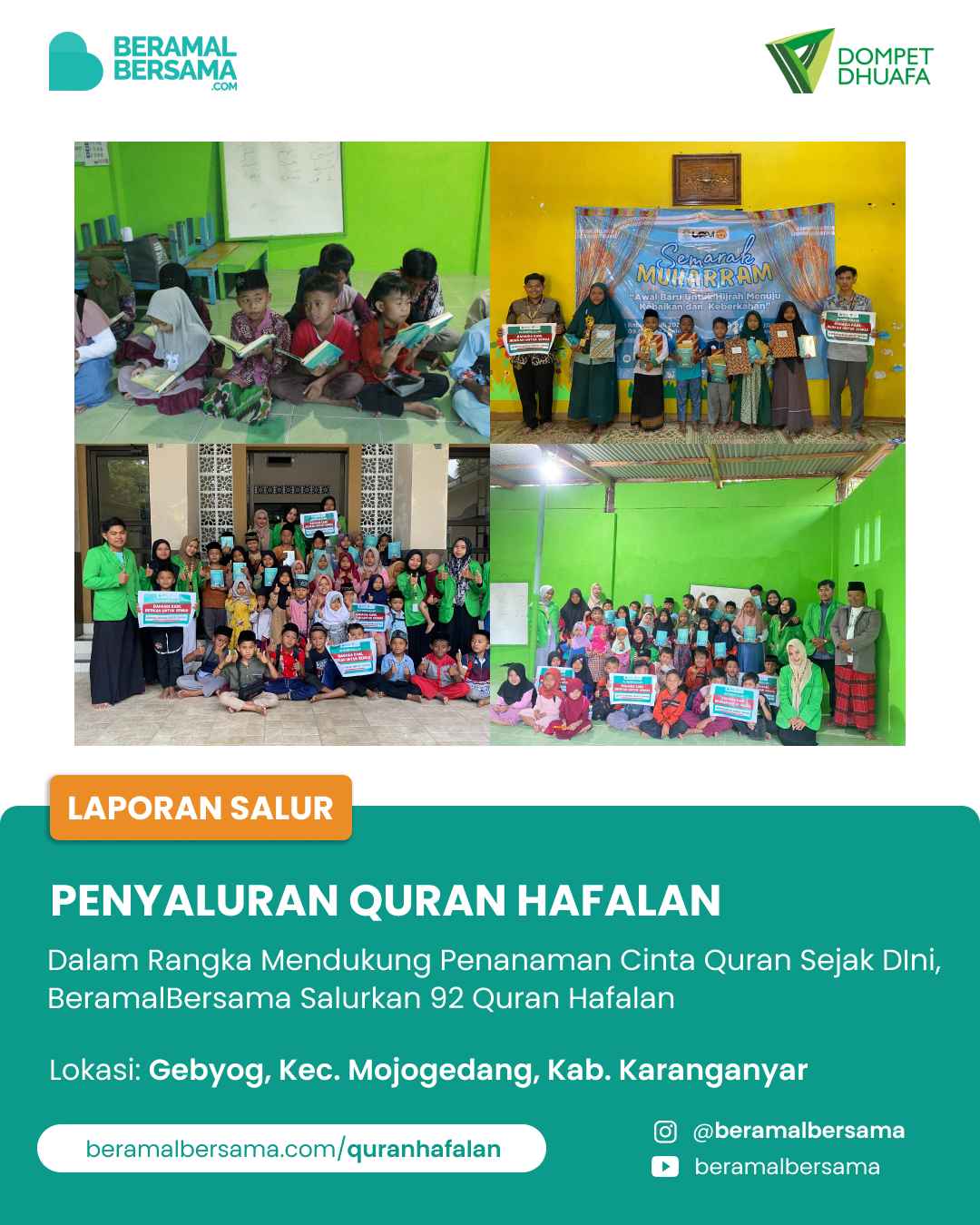 Salur Quran Hafalan Untuk Para Santri TPQ Masjid-Masjid di Desa Gebyog