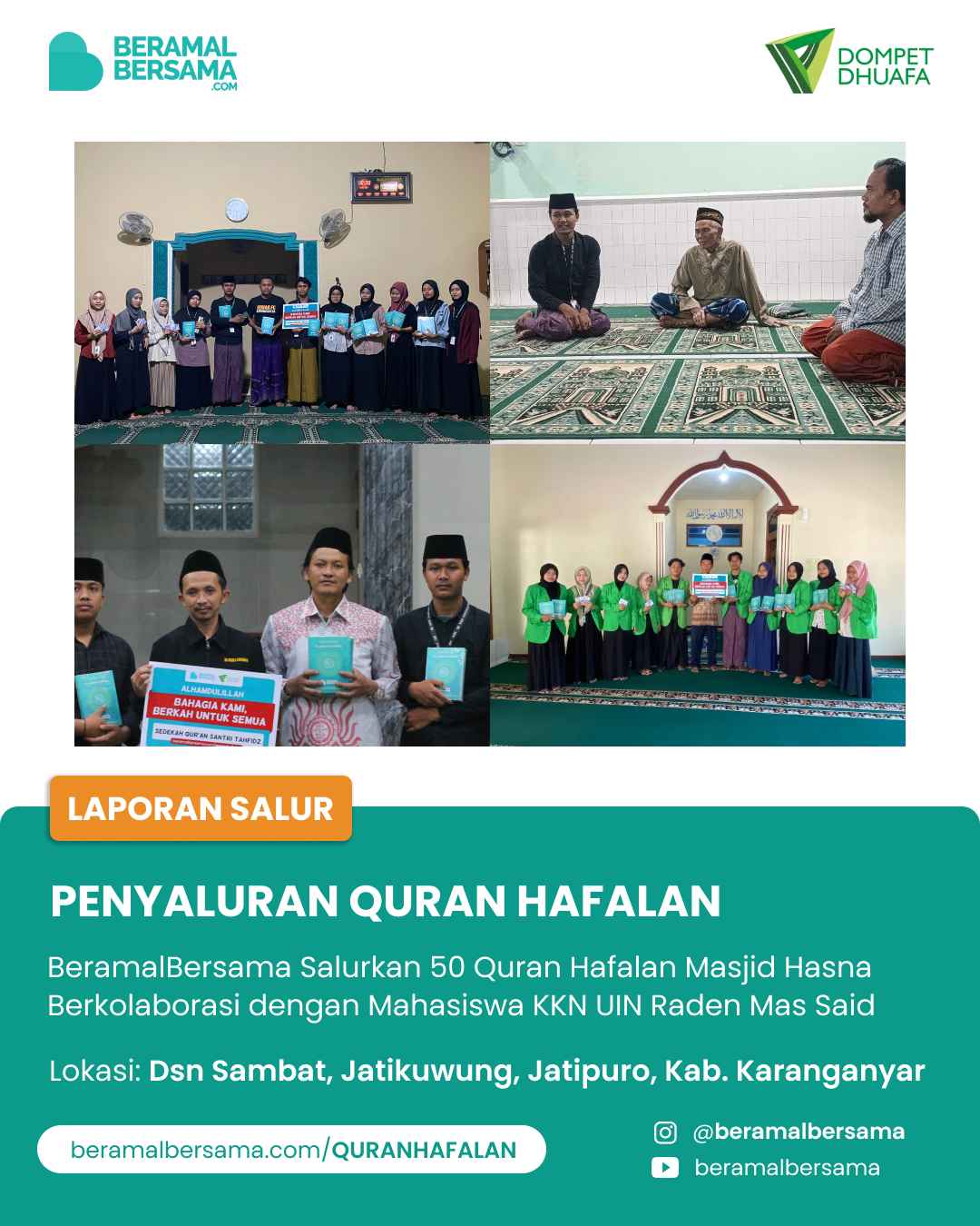 Salur Quran Hafalan Untuk Para Santri TPQ Masjid Hasna’
