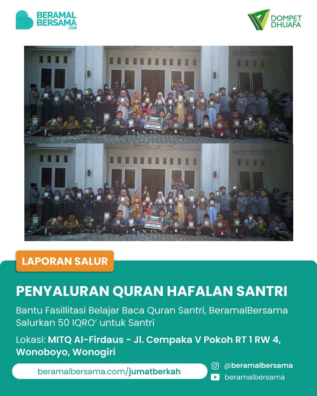 Salurkan Iqro’ Untuk Santri MITQ Al-Firdaus Wonogiri