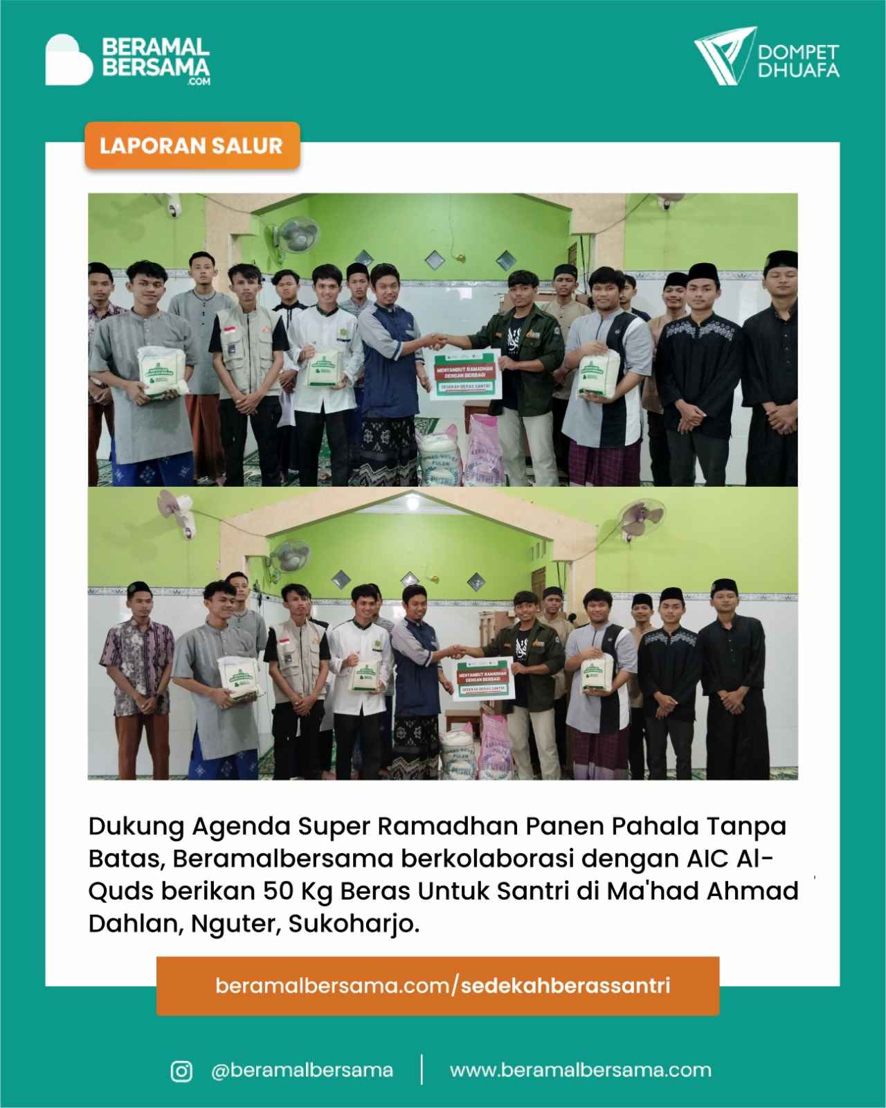 Sambut Ramadhan dengan Berbagi Beras untuk Santri Mahad ‘Aly Ahmad Dahlan