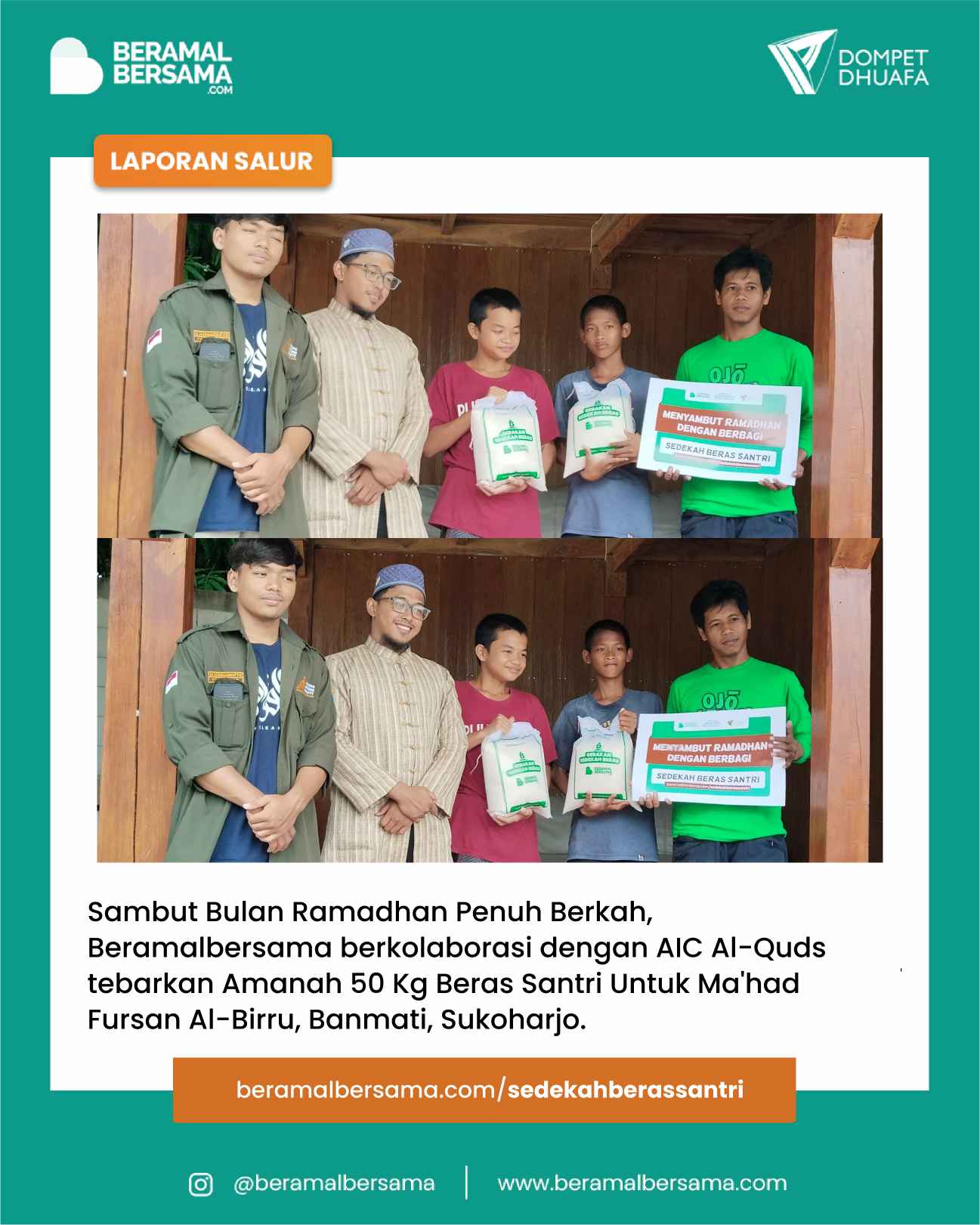 Sambut Ramadhan dengan Berbagi Beras untuk Santri Mahad ‘Aly Fursan Al-Birru