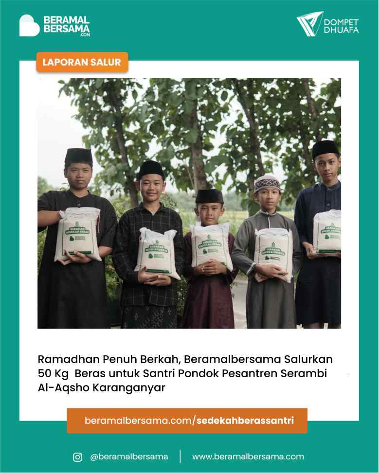 Sambut Ramadhan dengan Berbagi Beras untuk Santri PP Serambi Al-Aqsha