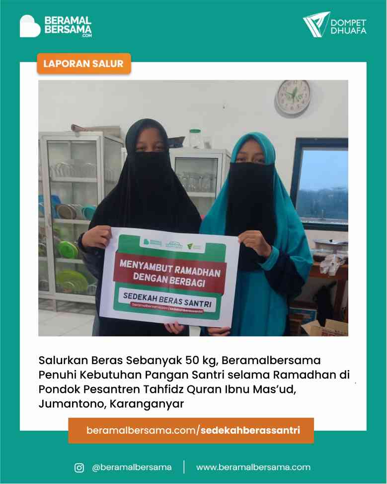 Sambut Ramadhan dengan Berbagi Beras untuk Santri PPTQ Ibnu Mas’ud