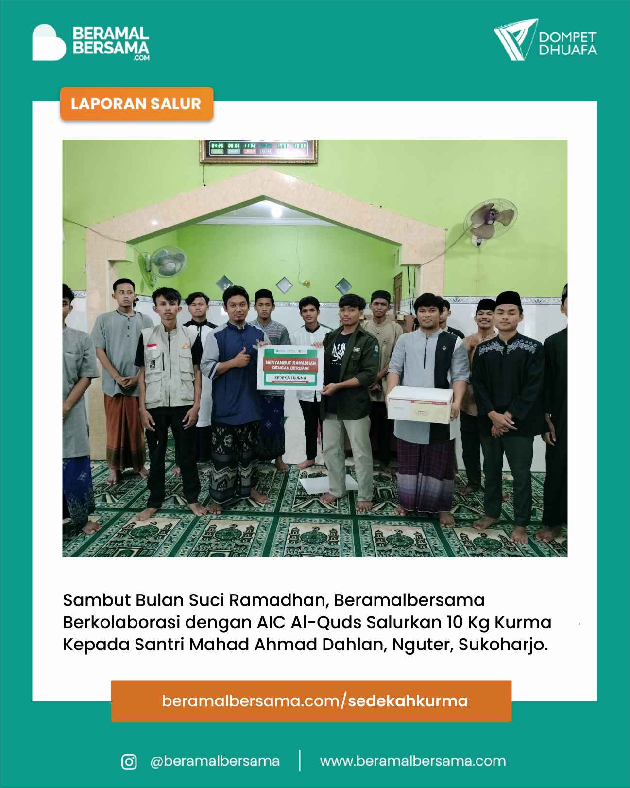 Sambut Ramadhan dengan Berbagi Kurma untuk Santri Mahad ‘Aly Ahmad Dahlan