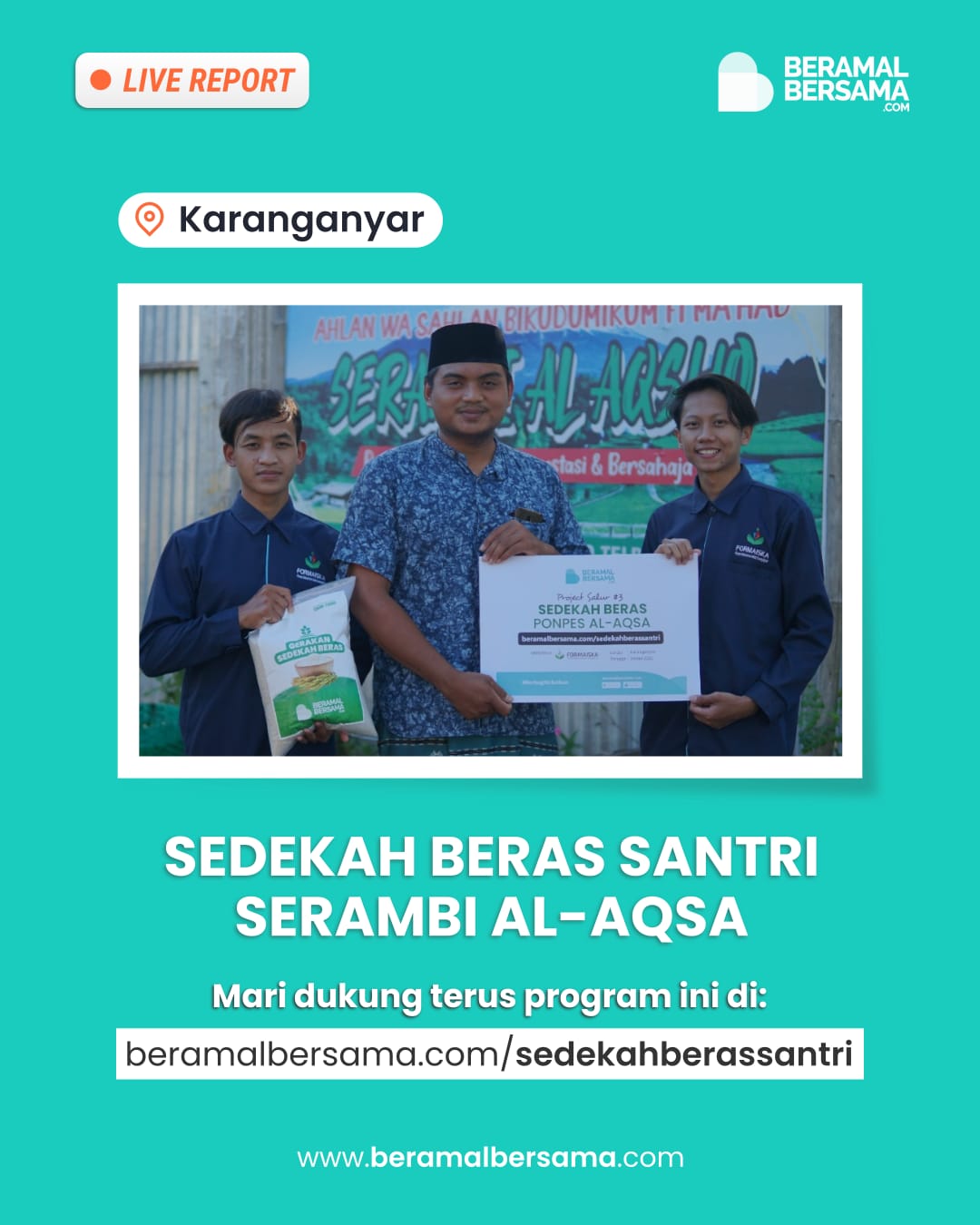 Sedekah Beras untuk Pondok Pesantren Al-Aqsa
