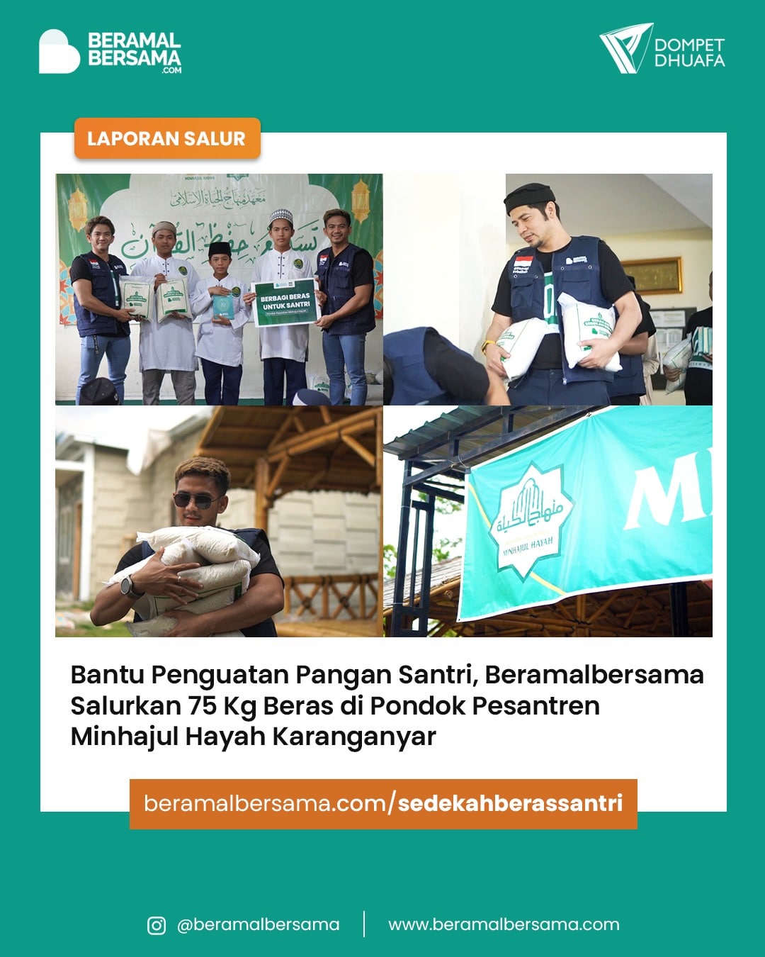 Sedekah Pangan Beras Terbaik untuk Santri Minhajul Hayah