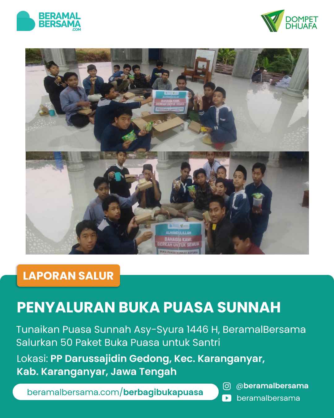 Semarak Muharram Berbagi Buka Puasa Asyura Untuk MTQ Darussajidin