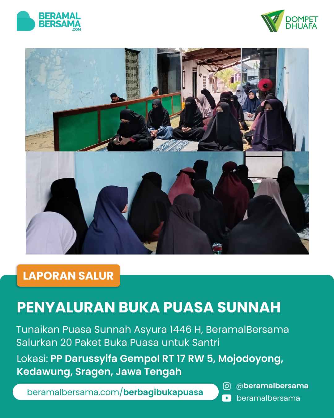 Semarak Muharram Berbagi Buka Puasa Asyura Untuk Mahad Darussyifa