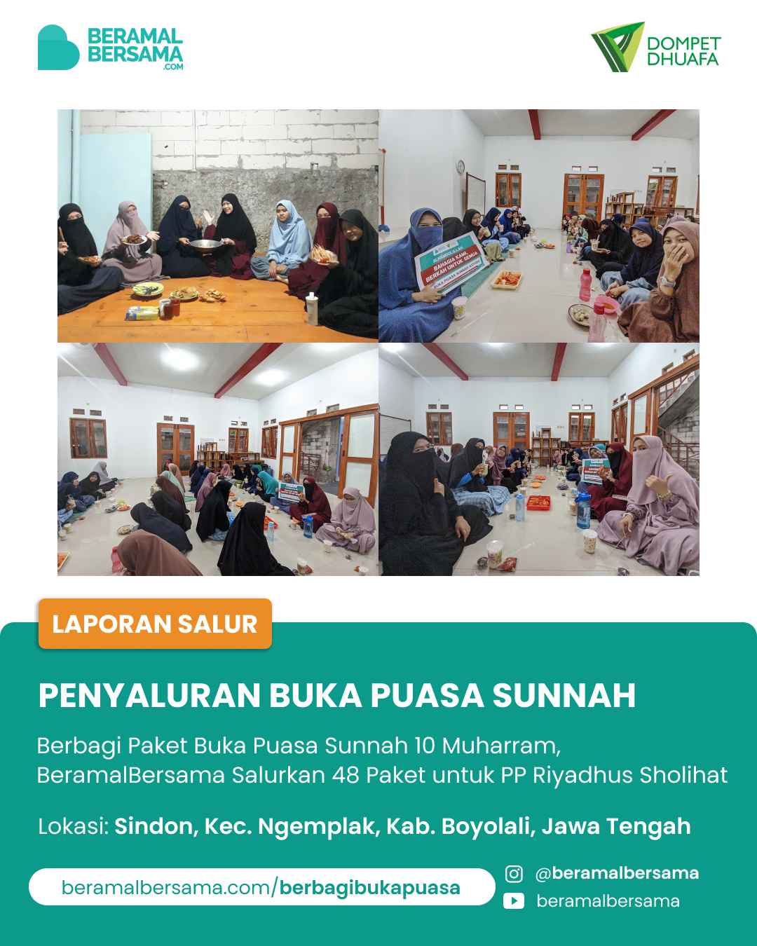 Semarak Muharram Berbagi Buka Puasa Asyura Untuk Mahad Riyadussholihat