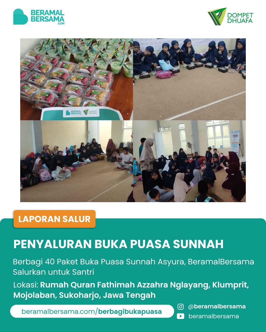 Semarak Muharram Berbagi Buka Puasa Asyura Untuk Rumah Qur'an Fatimah Az-Zahra