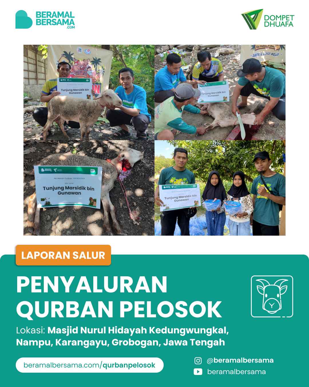 Semarak Qurban Pelosok dengan Berbagi Hewan Qurban Untuk Warga Masjid Nurul Hidayah