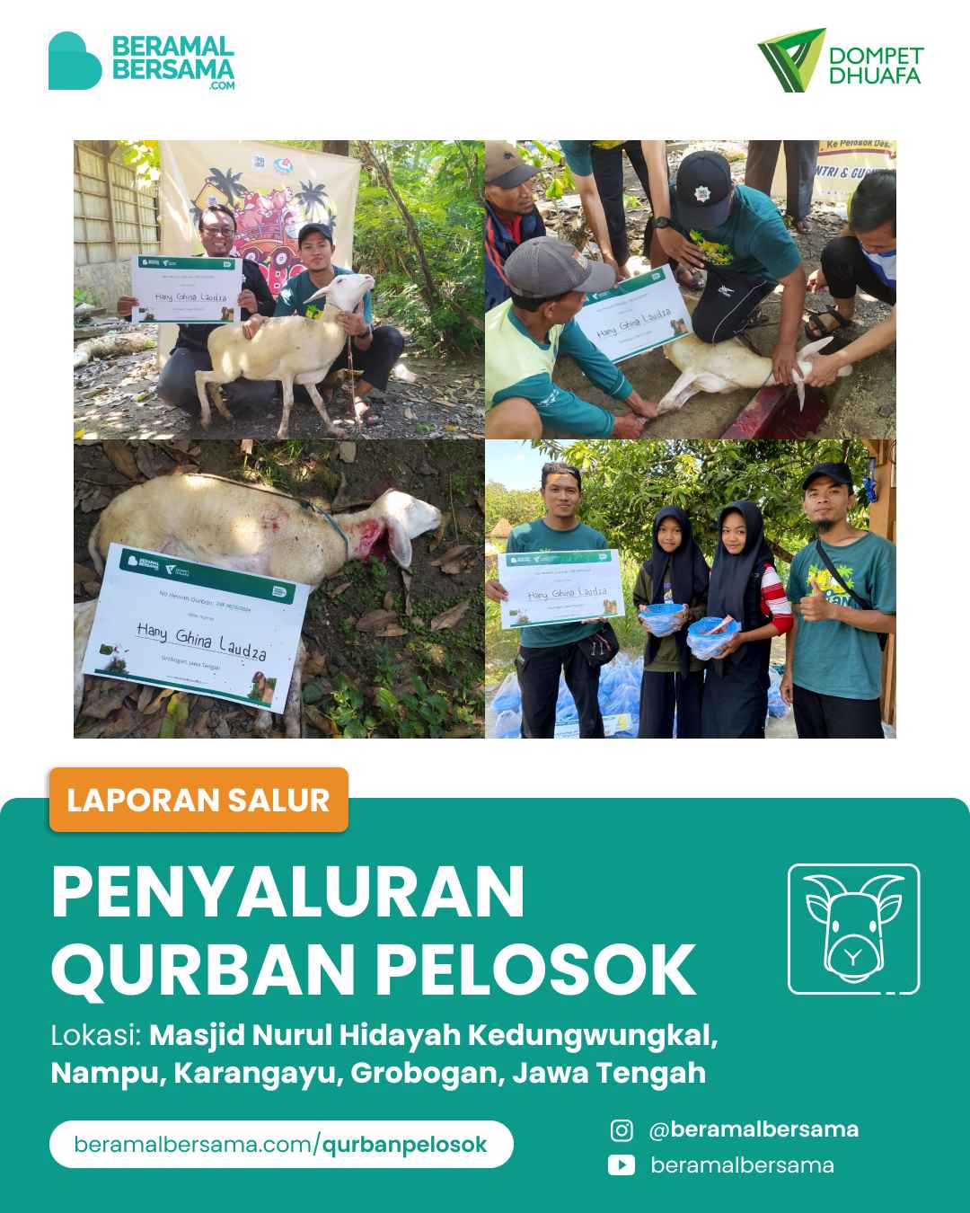Semarak Qurban Pelosok dengan Berbagi Hewan Qurban Untuk Warga Masjid Nurul Hidayah 2