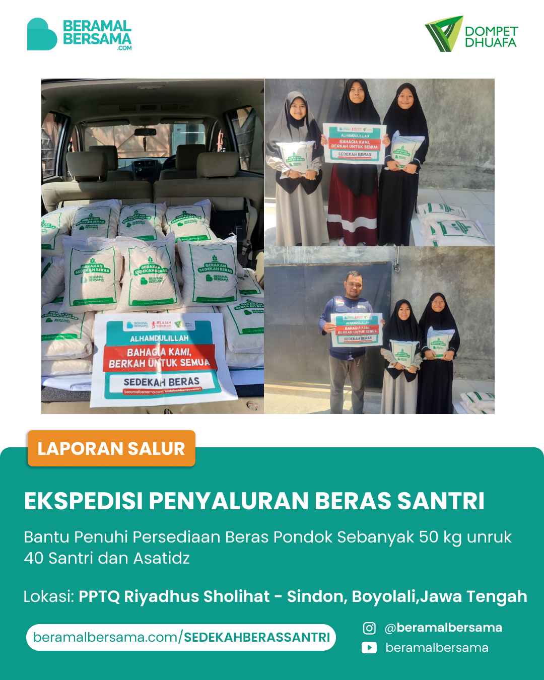 Stock Beras untuk Santri PP Riyadussholihat