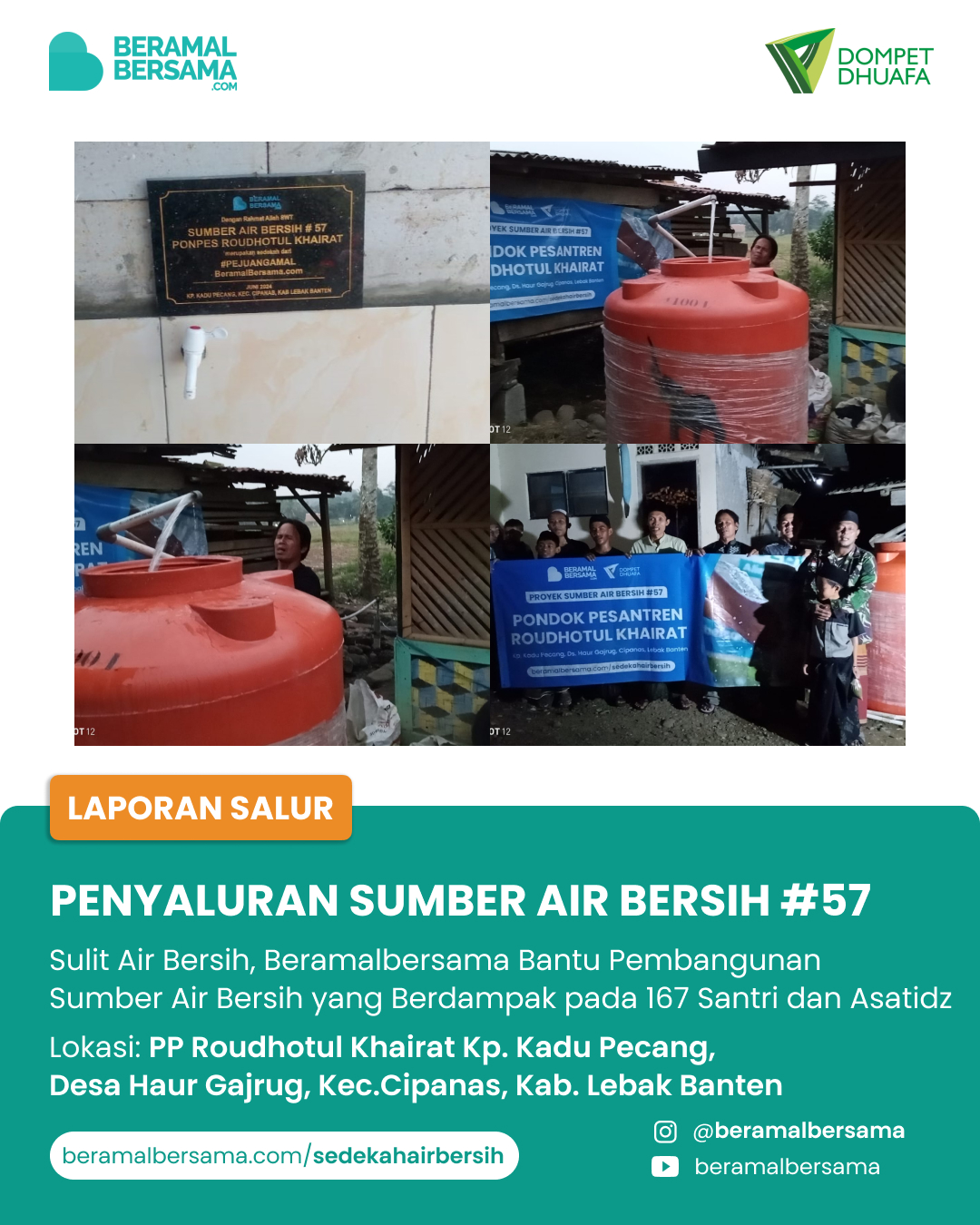 Sumber Air Bersih #57 Untuk Ponpes Roudhotul Khairat