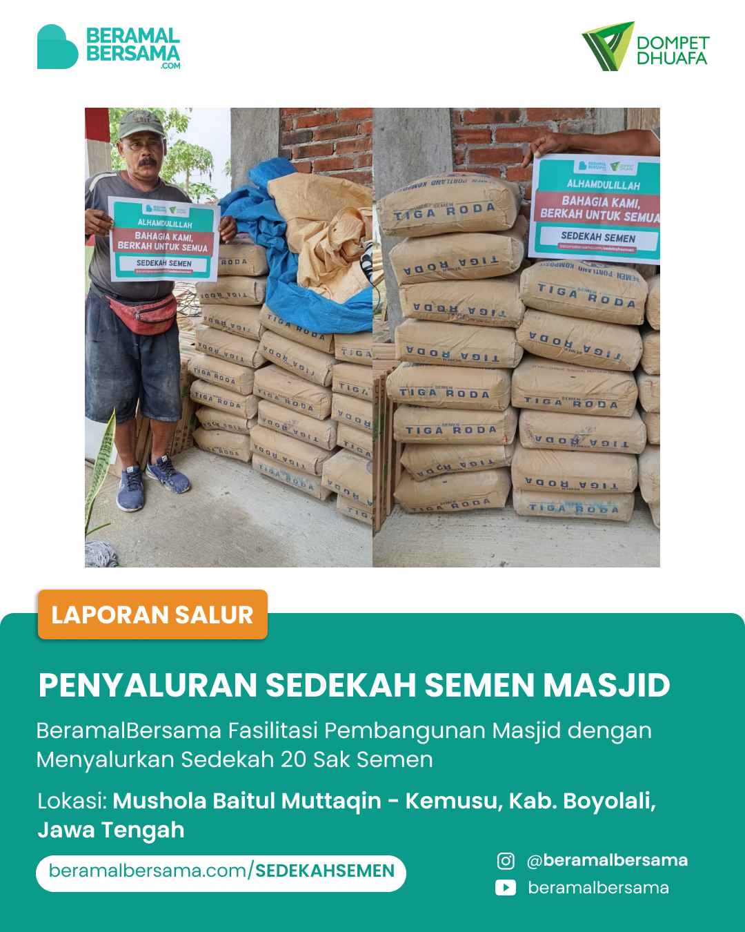 Bantu Semen Untuk Bangun Kembali Mushola Baitul Muttaqin