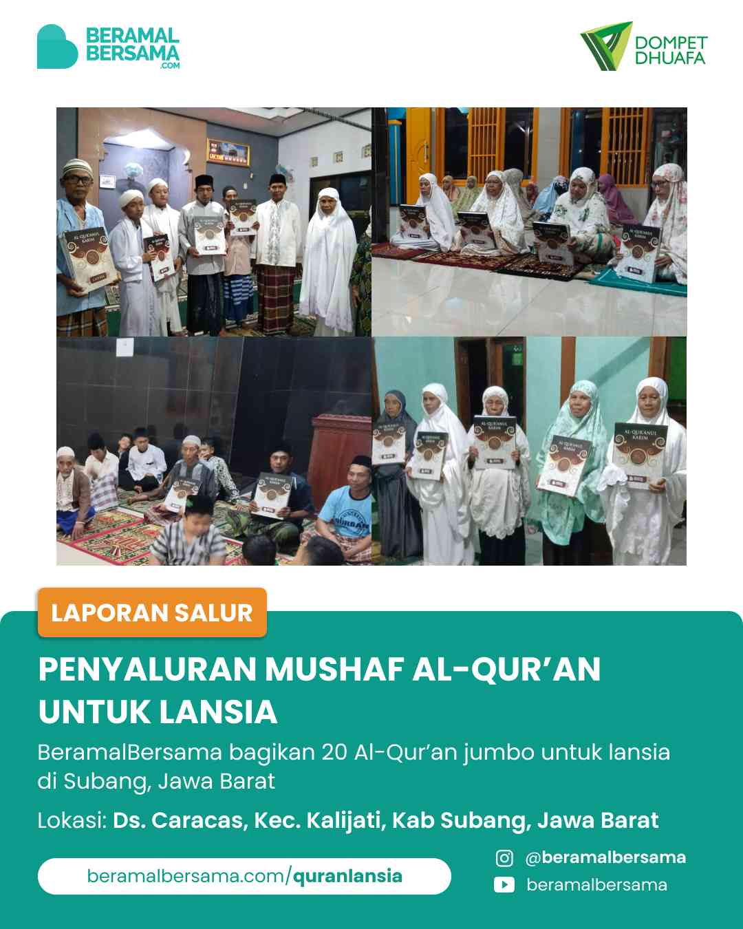 Penyaluran 20 Quran Lansia Jumbo Subang