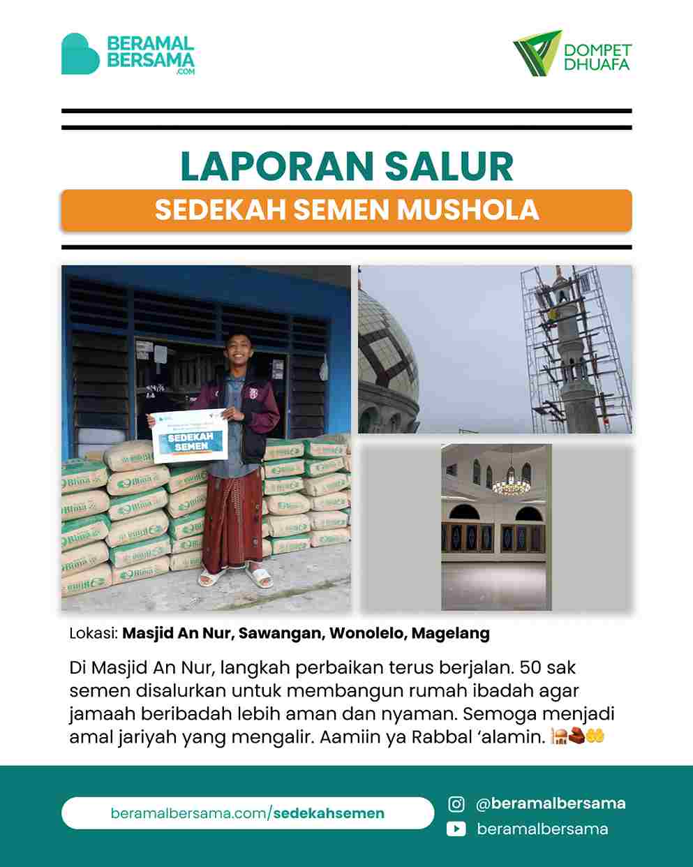 Penyaluran 50 Sak Semen Masjid An Nur
