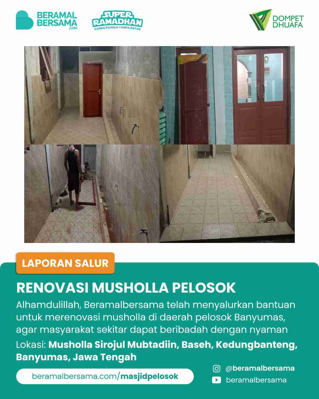 Penyaluran Renovasi Musholla Pelosok Sirojul Mubtadiin, Banyumas