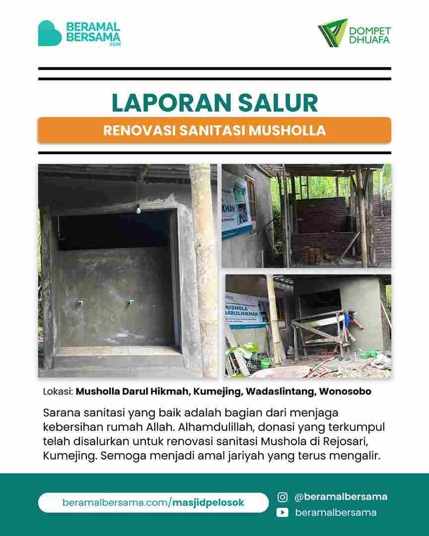 Penyaluran Renovasi Sanitasi Mushola Pelosok Jelajah Kebaikan Wonosobo