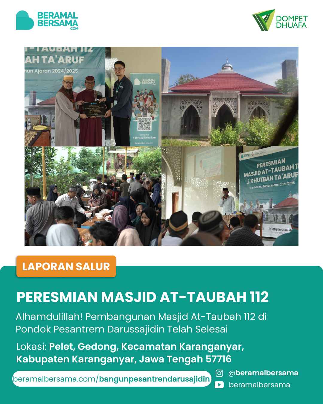 Salur Bantu Bangun Masjid At-Taubah 112 PP Darussajidin