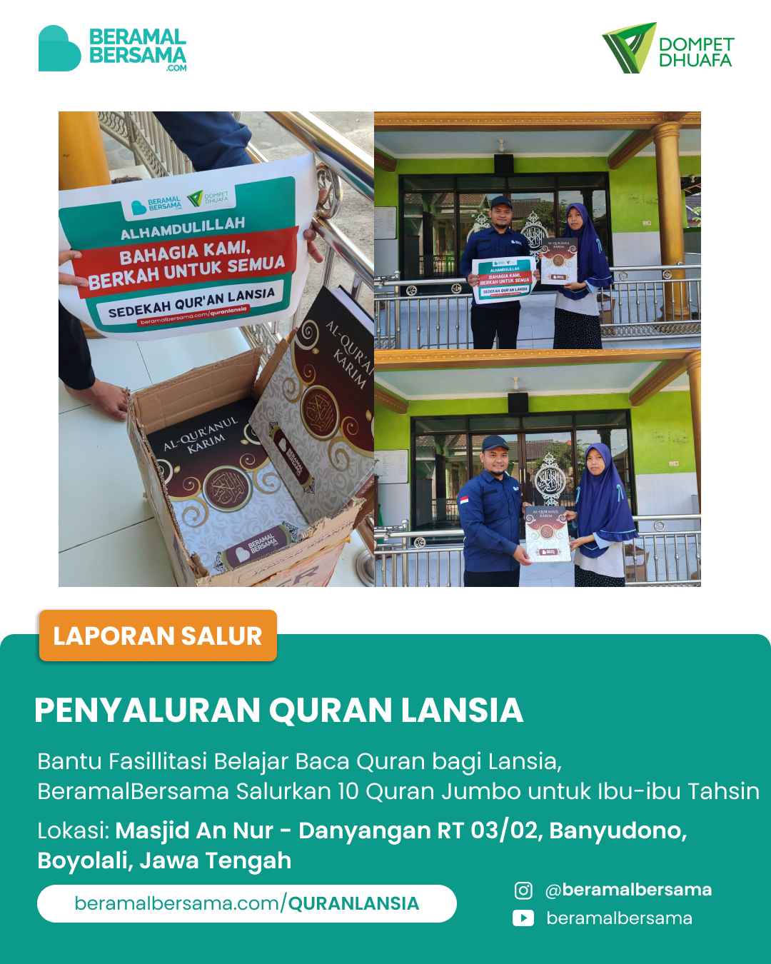 Salur Berbagi Quran Lansia untuk Jamaah Masjid An-Nur Boyolali