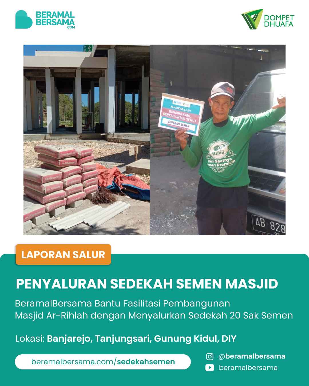Sedekah Semen Dukung Pembangunan Masjid Ar-Rihlah Gunung Kidul