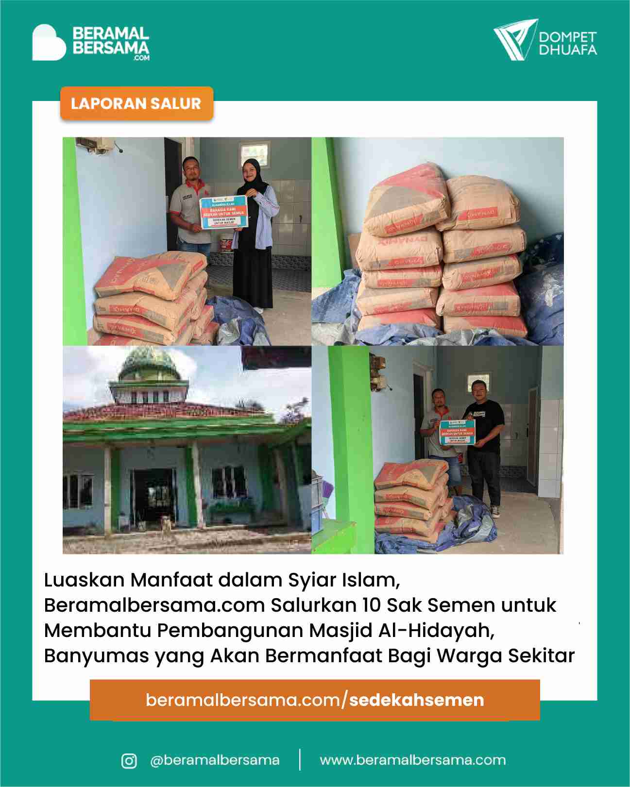 Sedekah Semen Untuk Masjid Al-Hidayah Banyumas