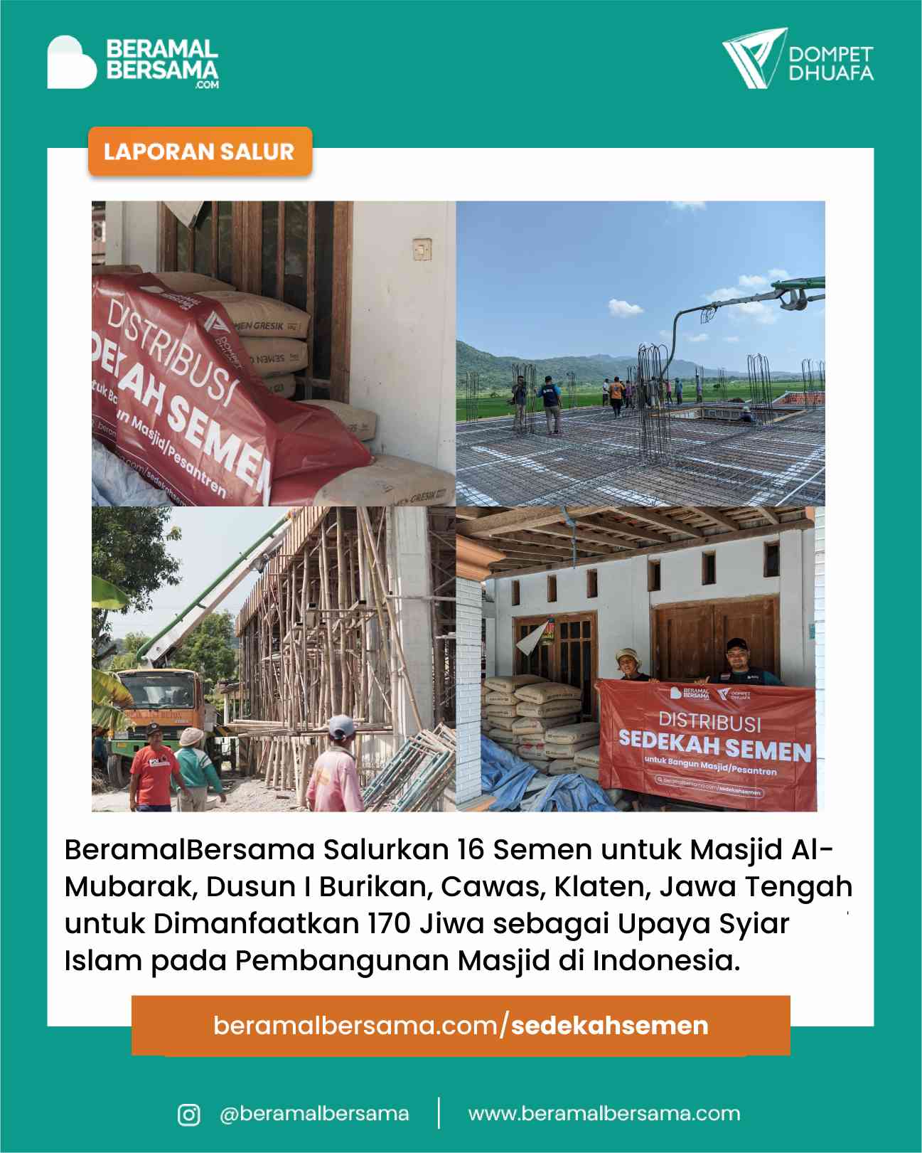 Sedekah Semen Untuk Masjid Al-Mubarok Klaten