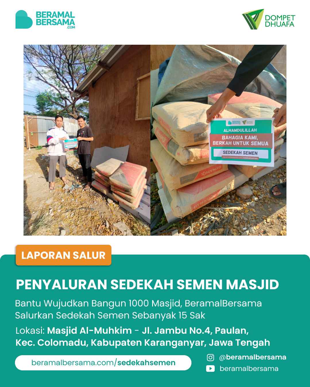 Sedekah Semen Untuk Masjid Al-Muhkim Colomadu