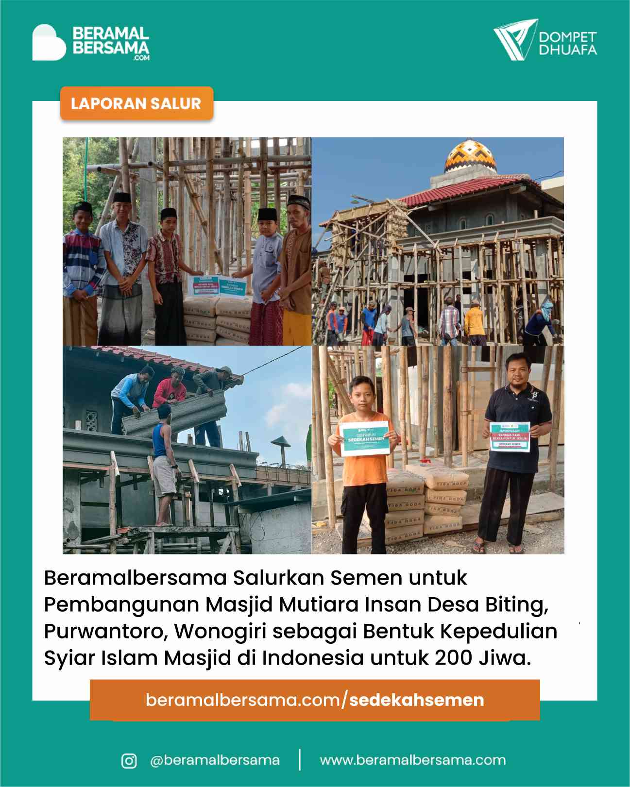 Sedekah Semen Untuk Masjid Mutiara Insan Purwantoro