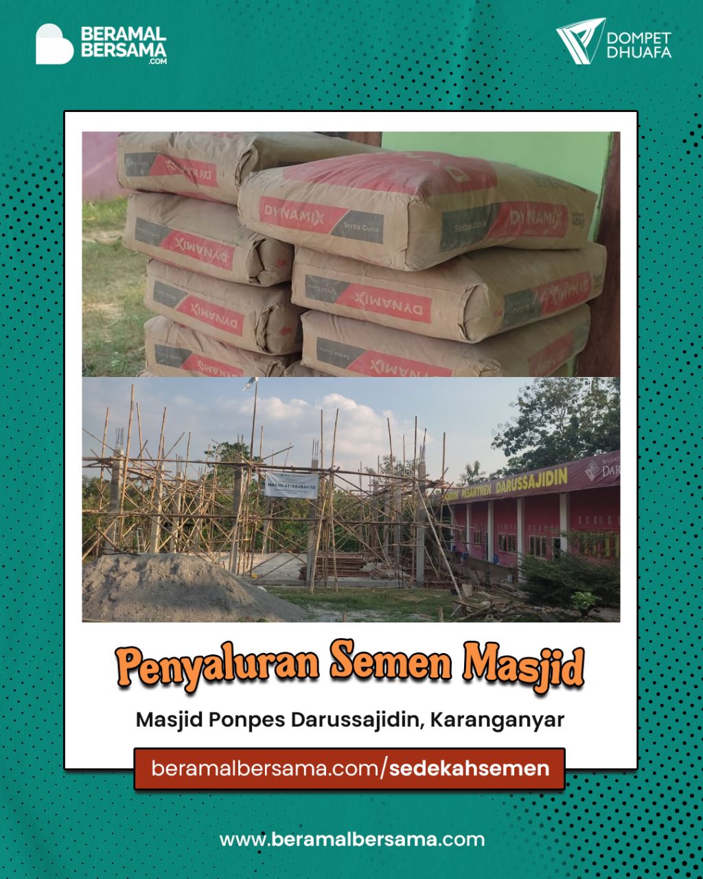 Semen untuk Masjid Taubah di Kompleks Pondok