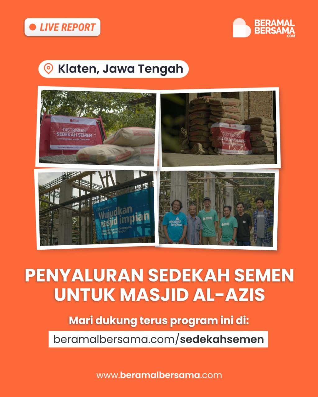 Semen untuk Wujudkan Masjid Impian Warga Bogoran