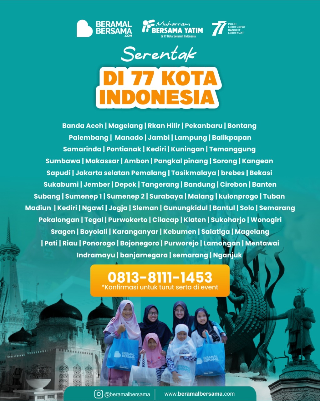 Belanja dan Santuni Anak Yatim Piatu di 77 kota/Kabupaten Indonesia